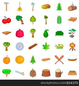 Forest icons set. Cartoon style of 36 forest vector icons for web isolated on white background. Forest icons set, cartoon style