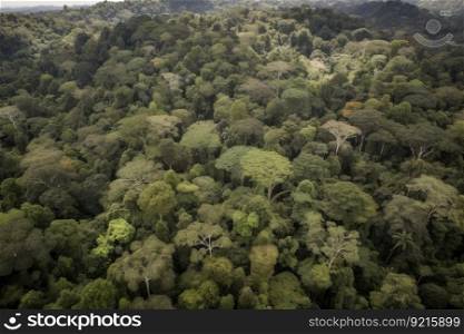 forest reserve, with aerial view of the tree canopy, created with generative ai. forest reserve, with aerial view of the tree canopy