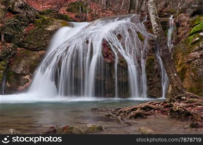 Forest waterfall, Crimea, Ukraine