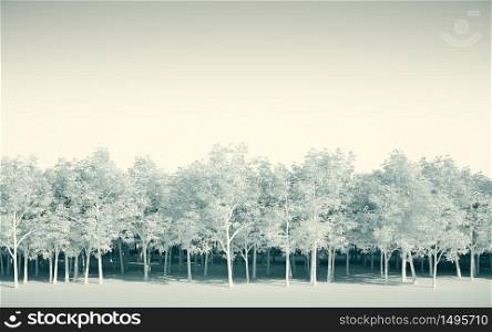 Forest white on white background, 3d Illustration