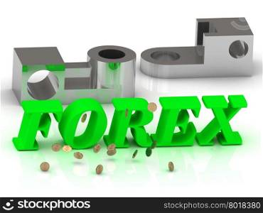 FOREX- words of color letters and silver details on white background