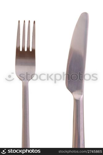 fork and knife flatware isolated on white background