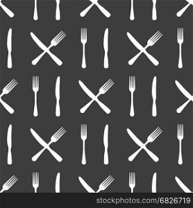 Fork and knife kitchen seamless pattern. Kitchen or food seamless pattern with fork and knife. Vector illustration