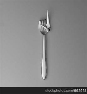 Fork hand finger gesture attention isolated on black background. 3d illustration. Fork