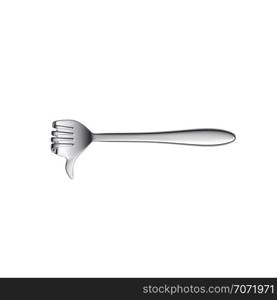 Fork hand finger gesture dislike isolated on white background. 3d illustration. Fork