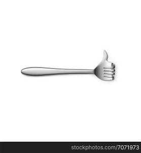 Fork hand finger gesture like isolated on white background. 3d illustration. Fork