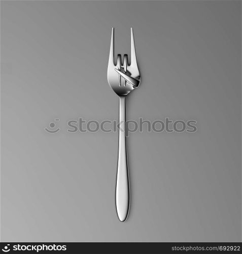 Fork hand finger gesture rocks isolated on black background. 3d illustration. Fork