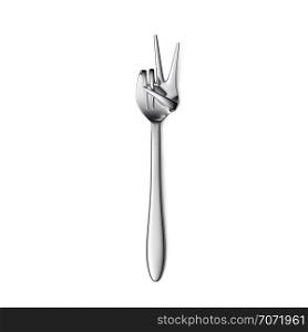 Fork hand finger gesture rocks isolated on white background. 3d illustration. Fork