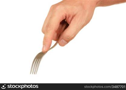 fork in hand isolated on a white background