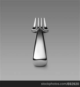 Fork isolated on black background. 3d illustration. Fork
