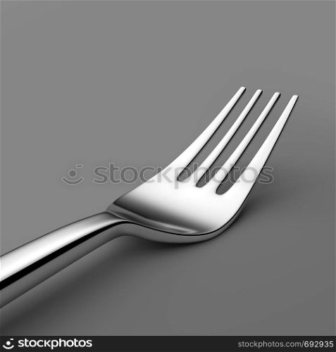 Fork isolated on black background. 3d illustration. Fork