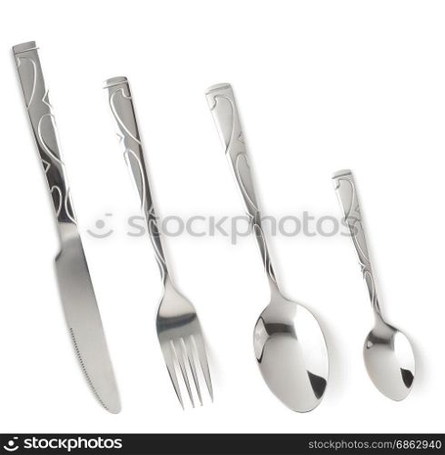 fork, knife and spoon isolated on white background