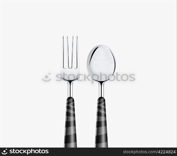 Fork spoon and knife isolated on white background