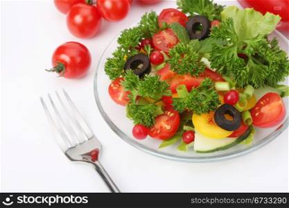 fork with fresh salad