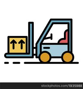 Forklift with goods icon. Outline forklift with goods vector icon color flat isolated. Forklift with goods icon color outline vector