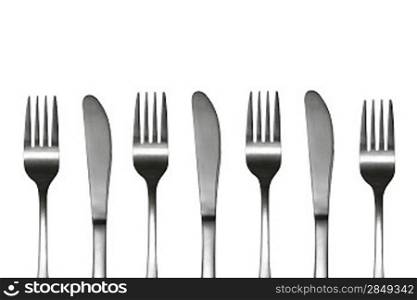 Forks and knives in a pattern