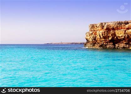 Formentera balearic island from sea west coast red mountains