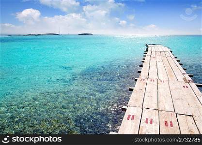 Formentera beach wood pier turquoise balearic Mediterranean paradise sea