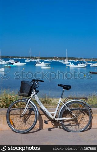 Formentera bicycle at Estany des Peix lake in Balearic Islands