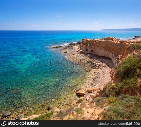 Formentera Cala en Baster in Balearic Islands of Spain high angle view