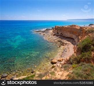 Formentera Cala en Baster in Balearic Islands of Spain high angle view