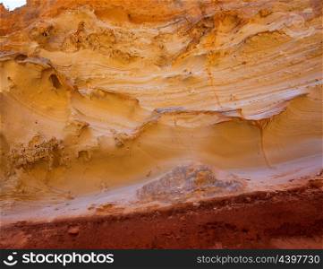 Formentera Cala en Baster sandstone textures in Balearic Islands of Spain