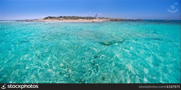 Formentera channel between Illetes and Espalmador island in Balearic Mediterranean