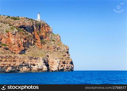 Formentera Faro de la Mola lighthouse view from sea