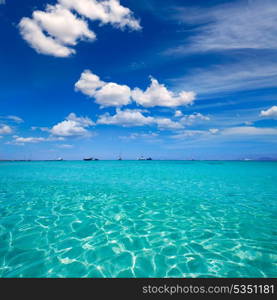 Formentera Illetes Illetas tropical beach near Ibiza at Balearic islands of Spain