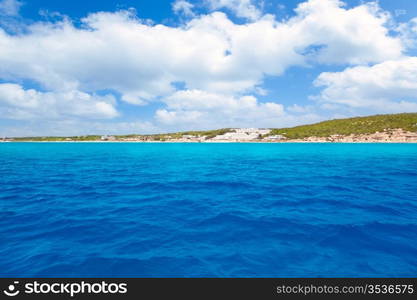 Formentera south Els Arenals Platja de Migjorn beach in Balearic sea view