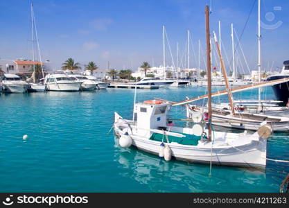 Formentera traditional llaut fisherboats in Balearic islands