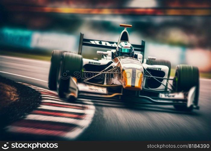Formula car racing on race track , Motor sports competitive racing , Generative Ai