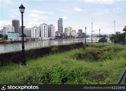 Fort and bank of the river in Manila