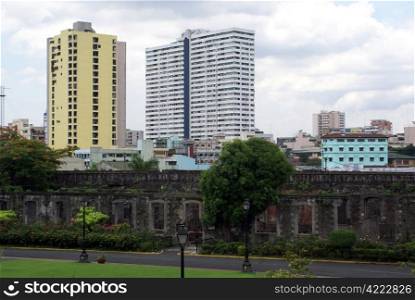 Fort and modern buildings in Manila