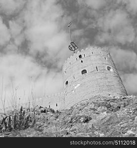 fort battlesment sky and star brick in oman muscat the old defensive