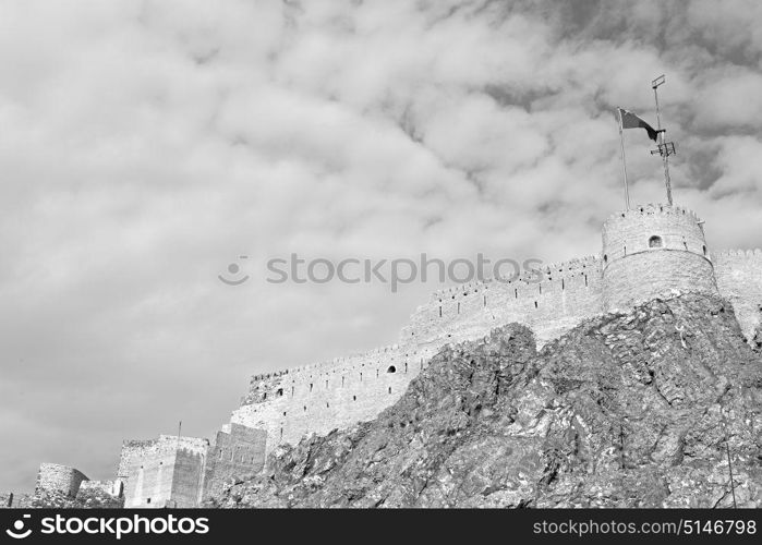 fort battlesment sky and star brick in oman muscat the old defensive