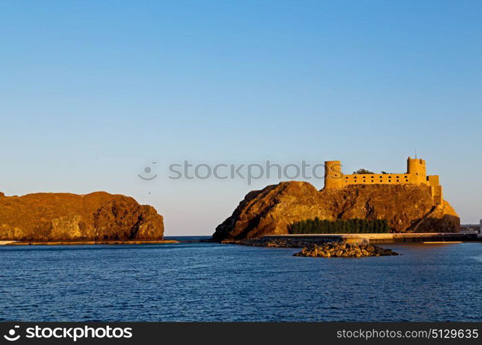 fort battlesment sky and star brick in oman muscat the old defensive sea mountain