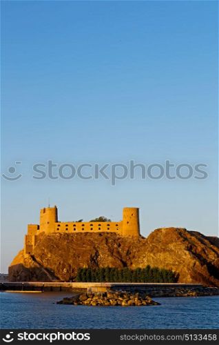 fort battlesment sky and star brick in oman muscat the old defensive sea mountain