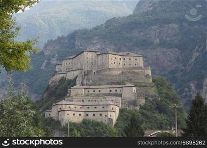 Fort in Bard. Fort Bard fortified complex in Aosta Valley in Bard, Italy