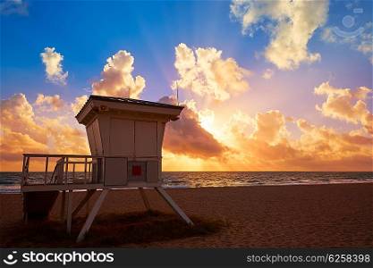 Fort Lauderdale beach morning sunrise in Florida USA baywatch tower