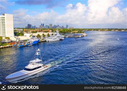 Fort Lauderdale Stranahan river at A1A in Florida USA