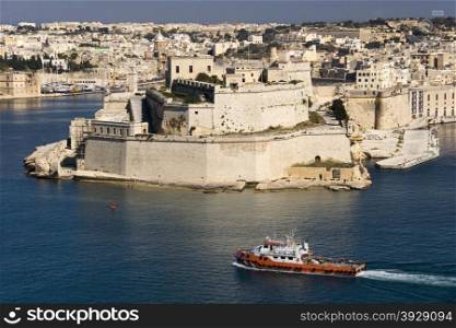 Fort St Angelo in the Grand Harbor of Valletta on the Mediterranean island of Malta