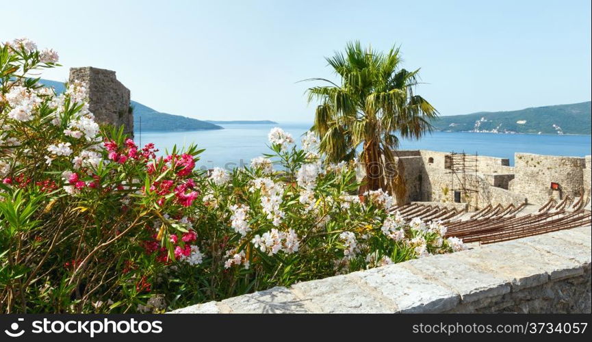 Forte Mare castle summer view and Bay of Kotor (Herceg Novi, Montenegro)