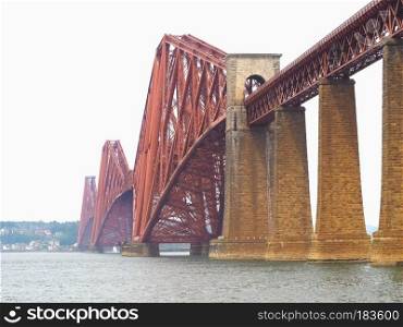 Forth Bridge, cantilever railway bridge across the Firth of Forth built in 1882 in Edinburgh, UK. Forth Bridge over Firth of Forth in Edinburgh