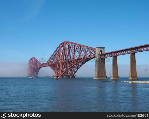 Forth Bridge, cantilever railway bridge across the Firth of Forth built in 1882 in Edinburgh, UK. Forth Bridge over Firth of Forth in Edinburgh