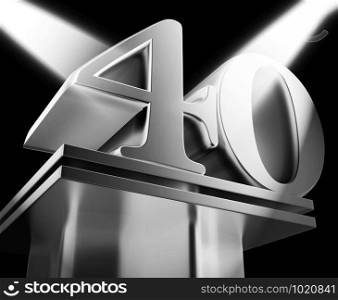 Fortieth anniversary celebration shows celebrations and greetings for marriage. 40th year of marriage congratulation - 3d illustration