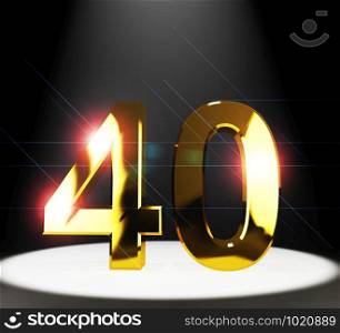 Fortieth anniversary celebration shows celebrations and greetings for marriage. 40th year of marriage congratulation - 3d illustration. Gold 40th Or Forty 3d Number Representing Anniversary Or Birthday