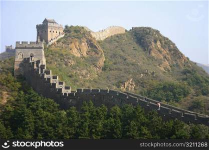 Fortified wall passing through mountains, Great Wall Of China, China