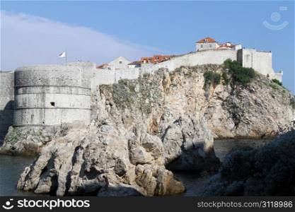 Fortress anbd sea shore in Dubrovnic, Croatia