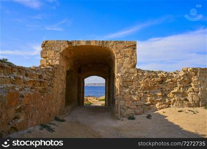 Fortress arch door in Nova Tabarca island of Alicante Spain